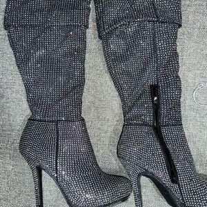 Sparkling Silver Heeled Boots